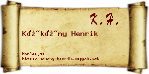 Kökény Henrik névjegykártya